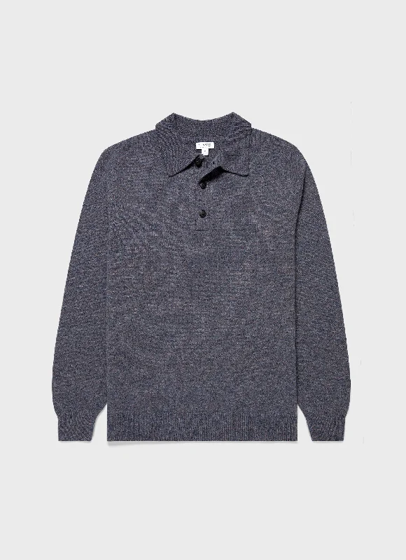 Clearance sale – shop men's clothing at discounted prices!  Men's Lambswool Polo Shirt in Slate Blue Twist