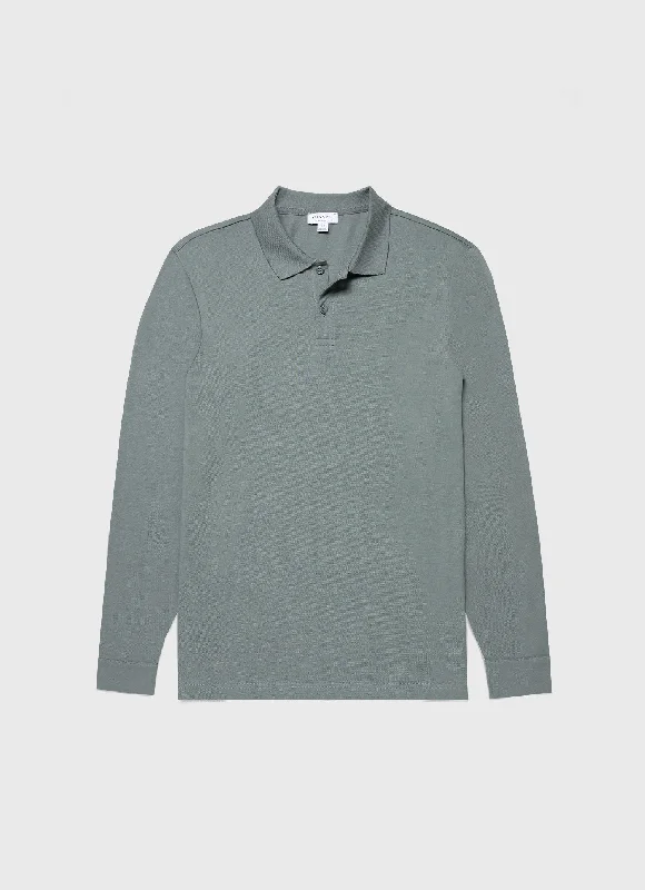Shop the essentials – men’s wardrobe must-haves on sale. Men's Long Sleeve Piqué Polo Shirt in Smoke Green Shop the essentials – men’s wardrobe must-haves on sale. Men's Long Sleeve Piqué Polo Shirt in Smoke Green