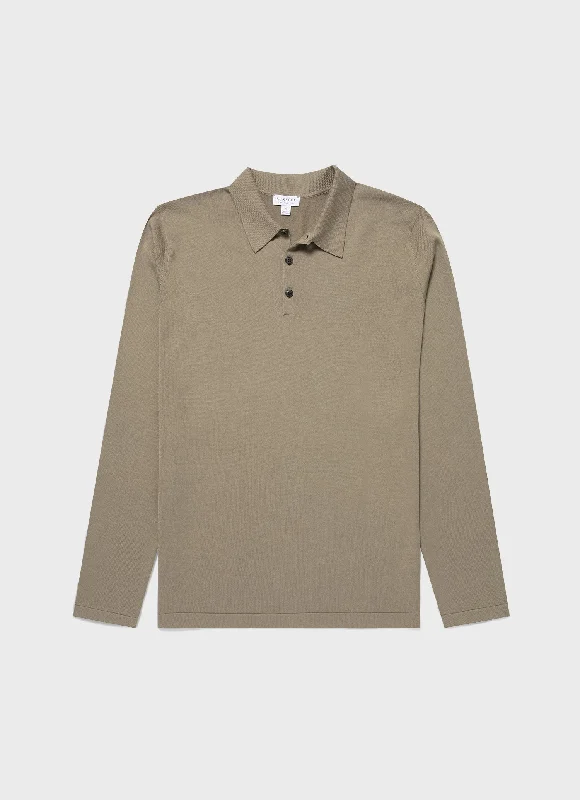 Huge savings on all categories of clothing – Shop our seasonal sale. Men's Long Sleeve Sea Island Cotton Polo Shirt in Dark Stone Huge savings on all categories of clothing – Shop our seasonal sale. Men's Long Sleeve Sea Island Cotton Polo Shirt in Dark Stone