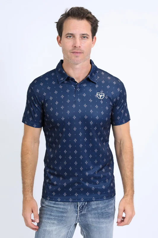 Refresh your wardrobe with the best deals on men's fashion. Mens Performance Fabric Print Navy Polo Refresh your wardrobe with the best deals on men's fashion. Mens Performance Fabric Print Navy Polo