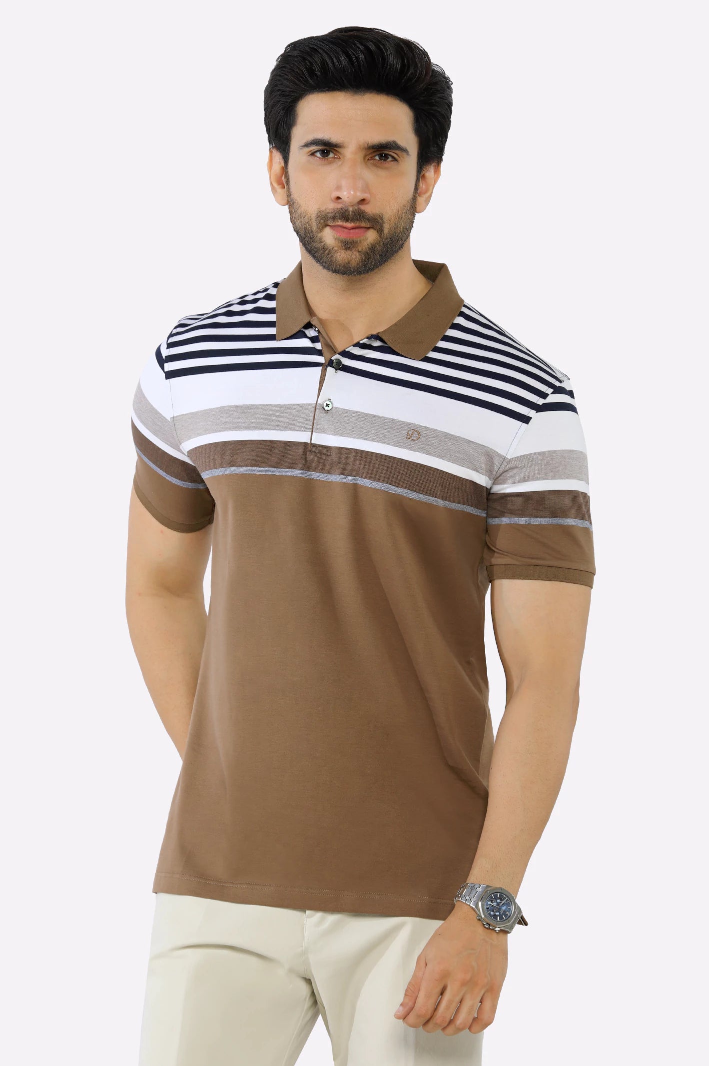 Time to shop! Men’s clothing deals you can’t resist.  Brown Yarn Dyed Polo