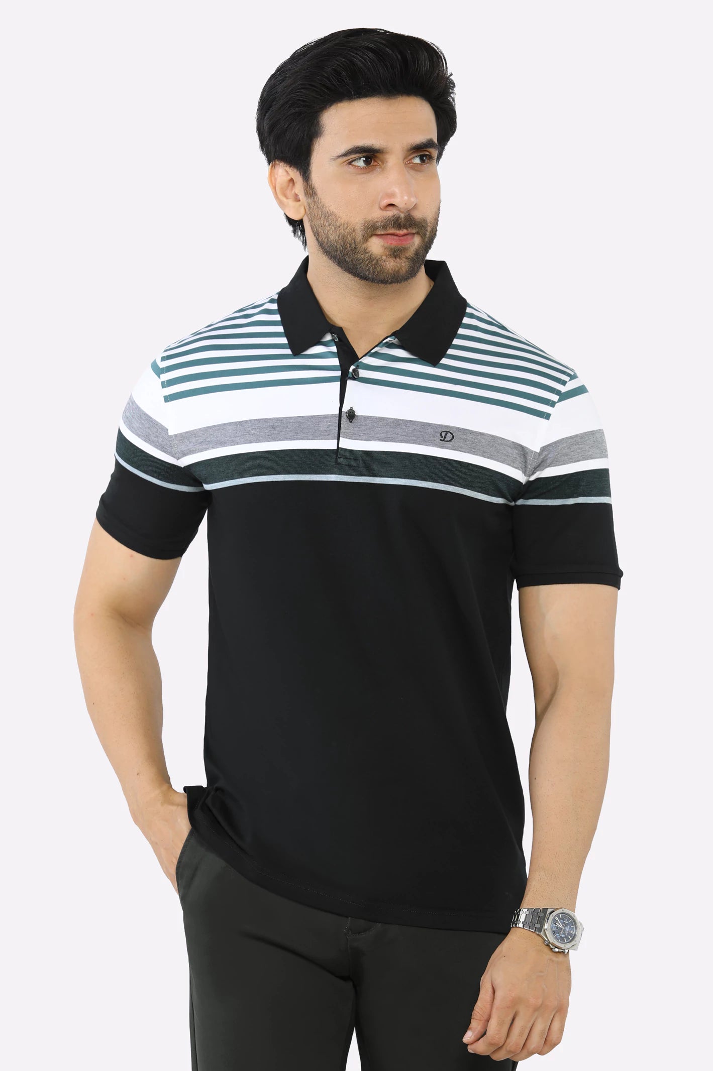 Save more with bundle deals on men’s fashion items.  Green Yarn Dyed Polo