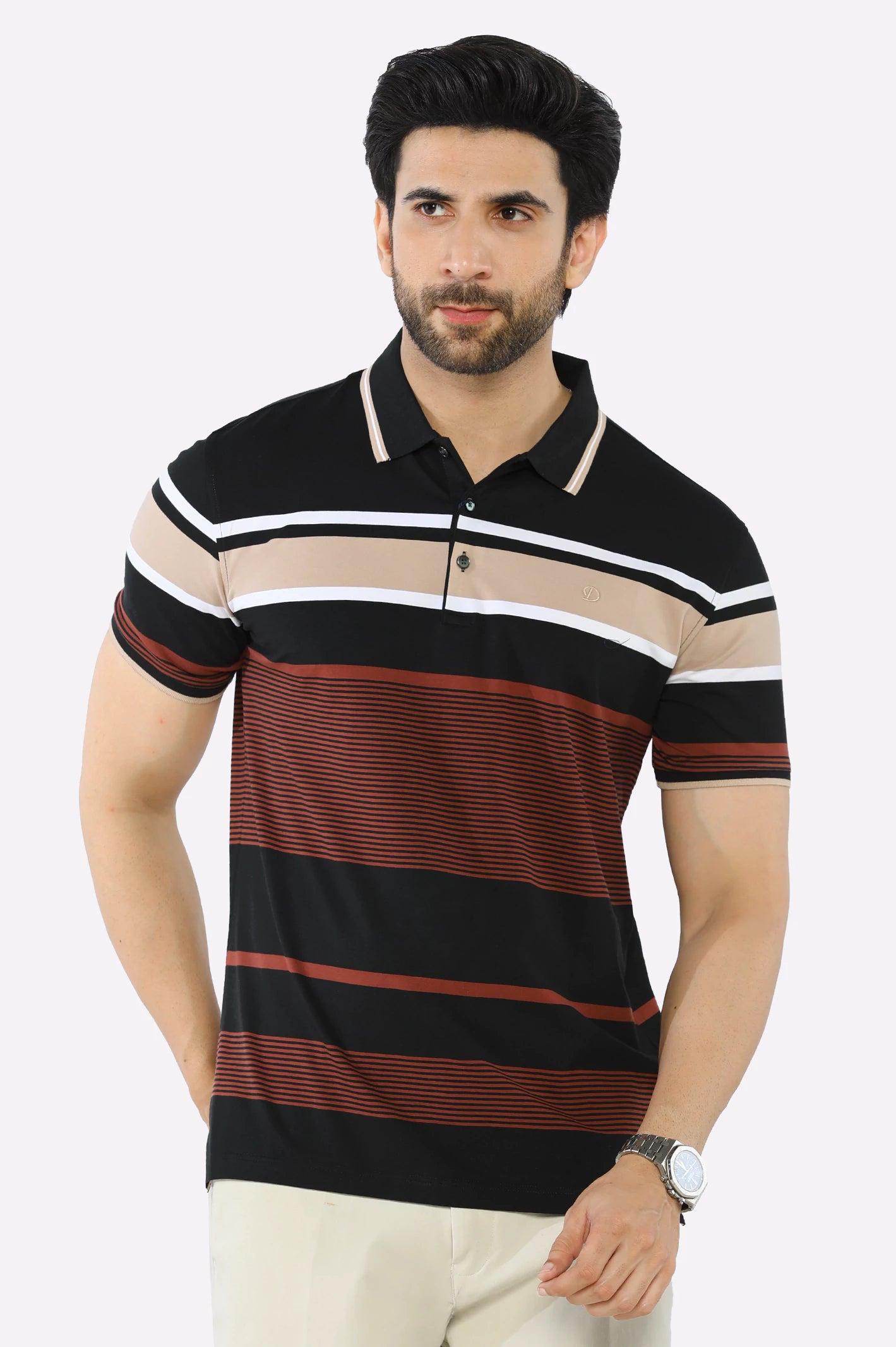 Black Yarn Dyed Polo