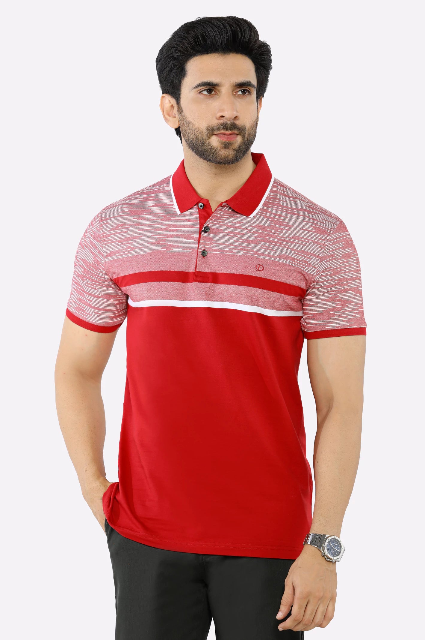 Red Yarn Dyed Polo