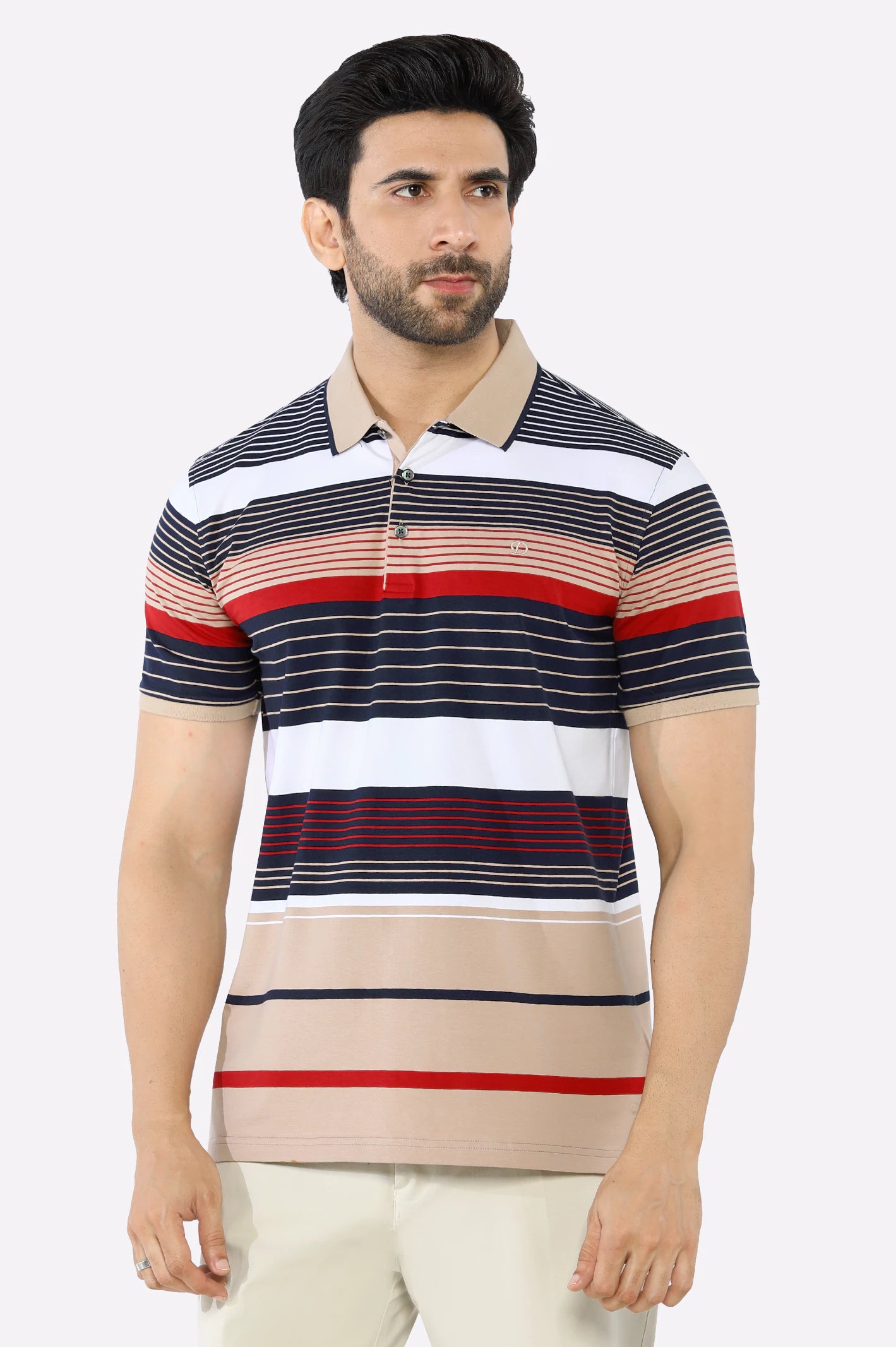 Beige Yarn Dyed Polo