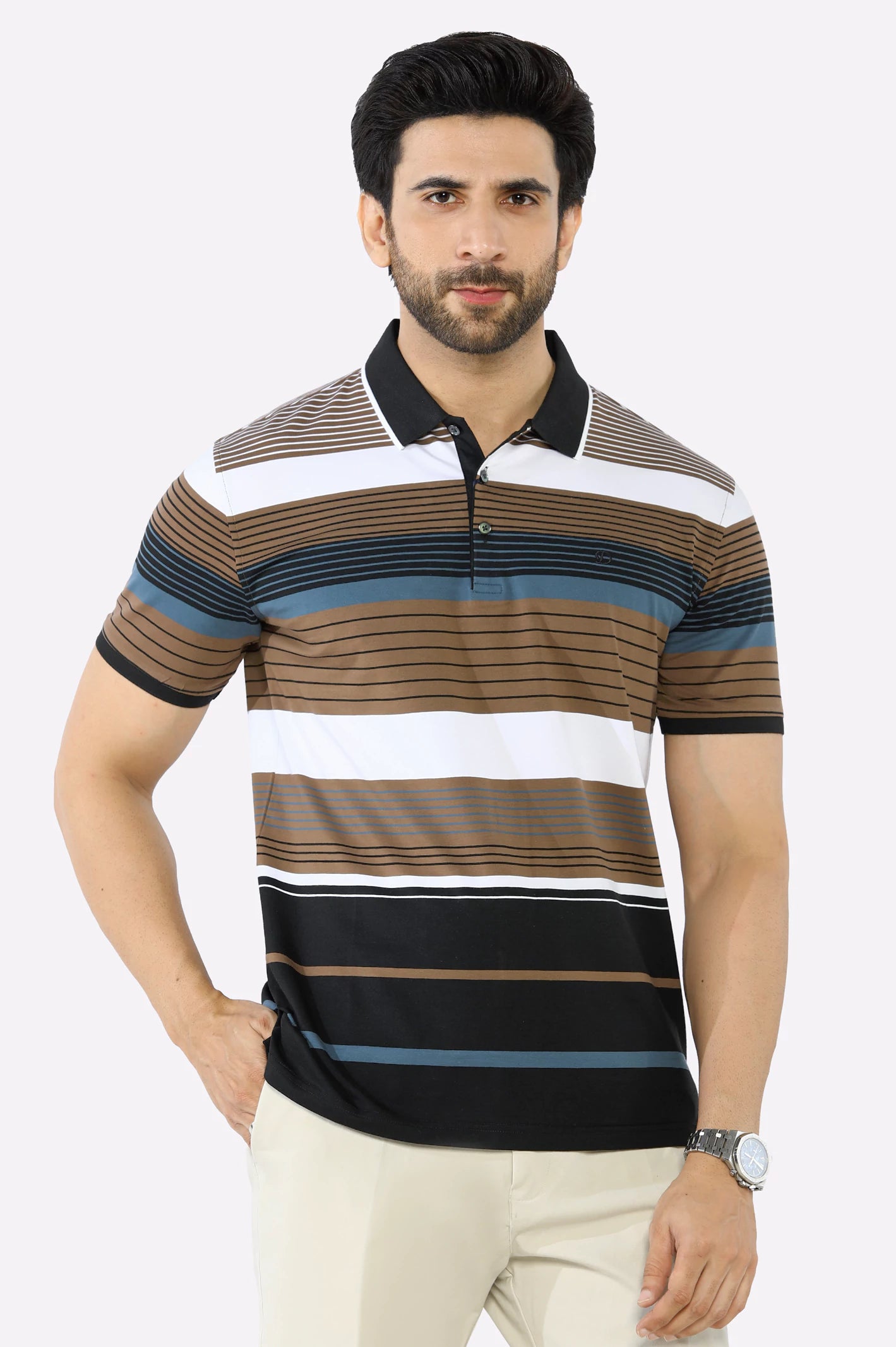 Brown Yarn Dyed Polo