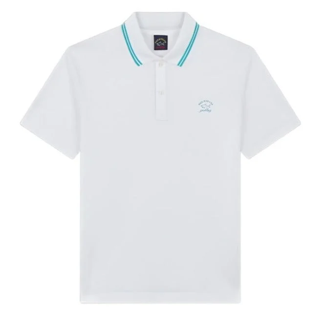 Shop the latest clothing deals – Huge discounts on fashion essentials!  ID70323-Paul Shark White Turquoise Trim Polo