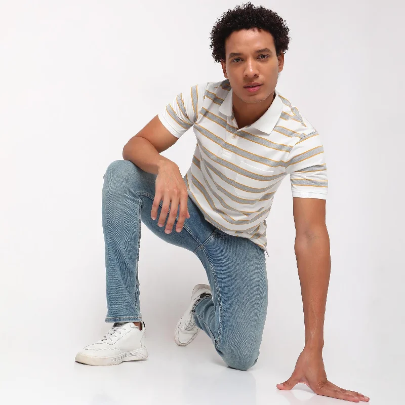 Limited-time sale: Save on all your favorite clothing items.  Madison Polo™ - Comfort Blend - Regular Fit Striped Polo T-Shirt