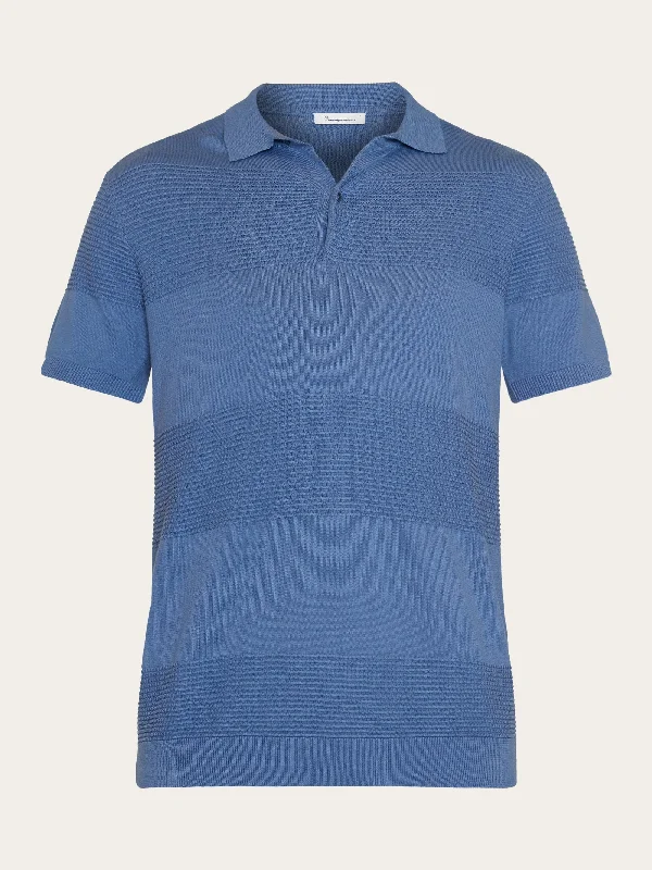 Enjoy exclusive discounts. Regular pattern knitted short sleeved polo - GOTS/Vegan - Moonlight Blue Enjoy exclusive discounts. Regular pattern knitted short sleeved polo - GOTS/Vegan - Moonlight Blue