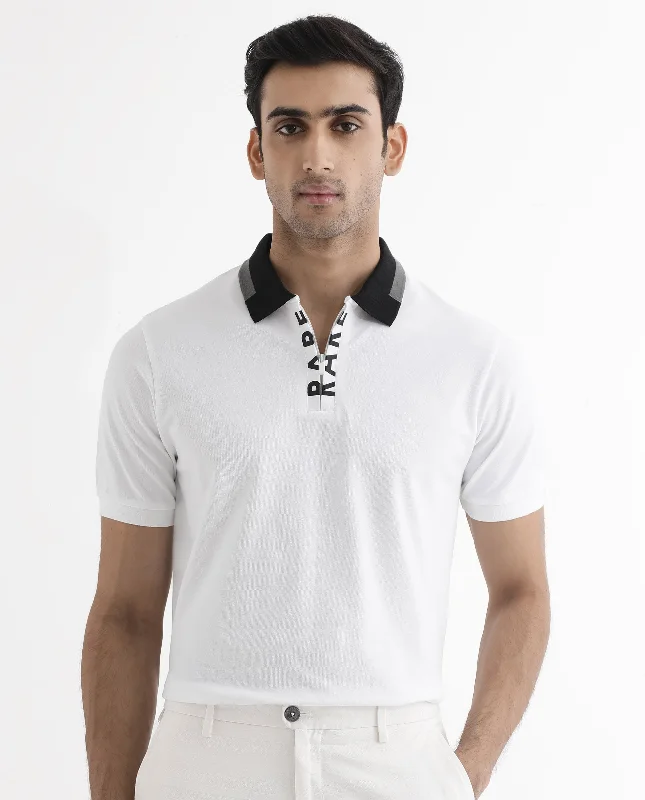 Shop stylish men’s clothing and enjoy amazing discounts. Rare Rabbit Men's Rique White Cotton Fabric Short Sleeve Zipper Closure Plain Knitted Polo T-Shirt Shop stylish men’s clothing and enjoy amazing discounts. Rare Rabbit Men's Rique White Cotton Fabric Short Sleeve Zipper Closure Plain Knitted Polo T-Shirt
