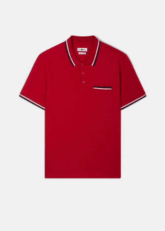Limited-time promo – up to 70% off on men's essentials. Shoreham Polo Shirt with Tipped Trim In Rosso Limited-time promo – up to 70% off on men's essentials. Shoreham Polo Shirt with Tipped Trim In Rosso
