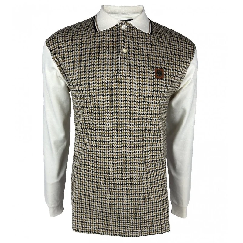 Seasonal clearance – Save on all clothing essentials this weekend. Trojan Houndstooth Panel LS Polo Shirt Ecru Seasonal clearance – Save on all clothing essentials this weekend. Trojan Houndstooth Panel LS Polo Shirt Ecru