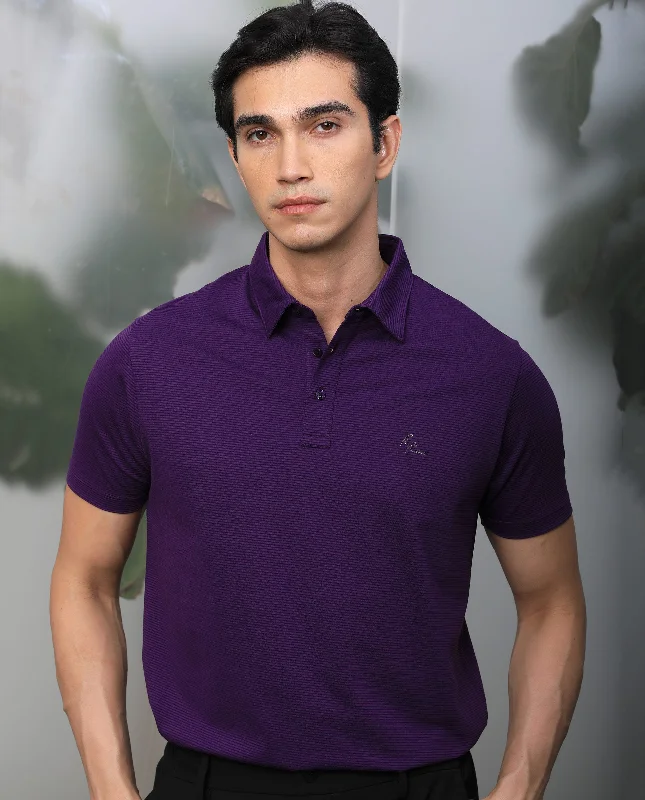Unbeatable discounts on top-selling apparel – Only available online. Rare Rabbit Men's Tunas Dark Purple Cotton Polyester Fabric Collared Neck Half Sleeves Striped Polo T-Shirt Unbeatable discounts on top-selling apparel – Only available online. Rare Rabbit Men's Tunas Dark Purple Cotton Polyester Fabric Collared Neck Half Sleeves Striped Polo T-Shirt