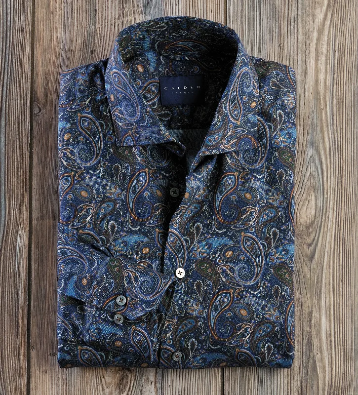 Upgrade your wardrobe with stylish men's apparel – now on sale!  Calder Carmel Paisley Twill Long Sleeve Shirt