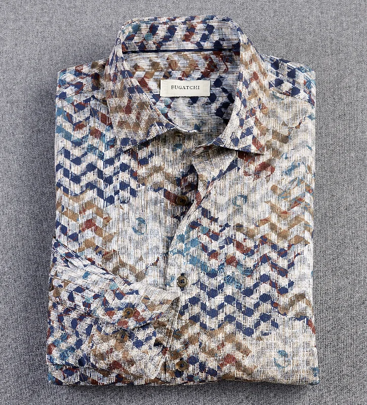 Get 20% off your first order of men’s fashion.  Bugatchi Floral Chevron Print Long Sleeve Shirt