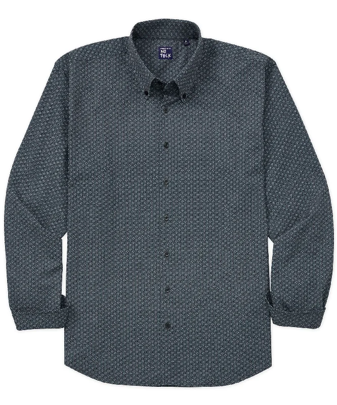 Westport No-Tuck Long Sleeve Button Down Collar Stretch Performance 'Cross & Dot' Print Sport Shirt