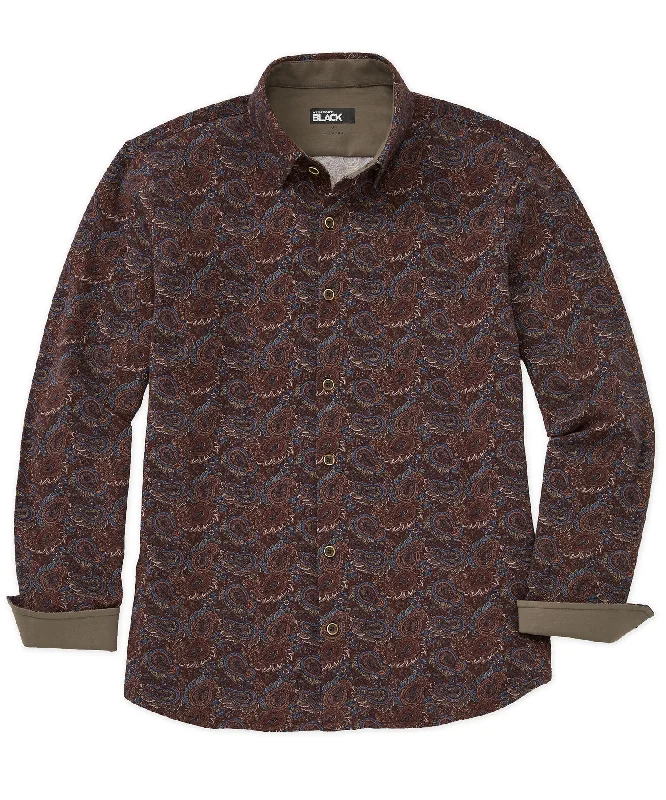 Westport Black Long Sleeve Button Front Knit 'Paisley' Sport Shirt