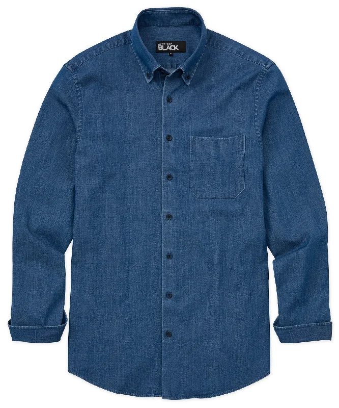 Westport Black Long Sleeve Button Down Collar Denim Shirt