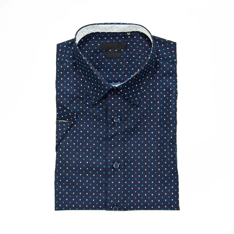 Men’s fashion just got more affordable – shop now!  Blue Short Sleeve Slim-Fit Designer Shirt