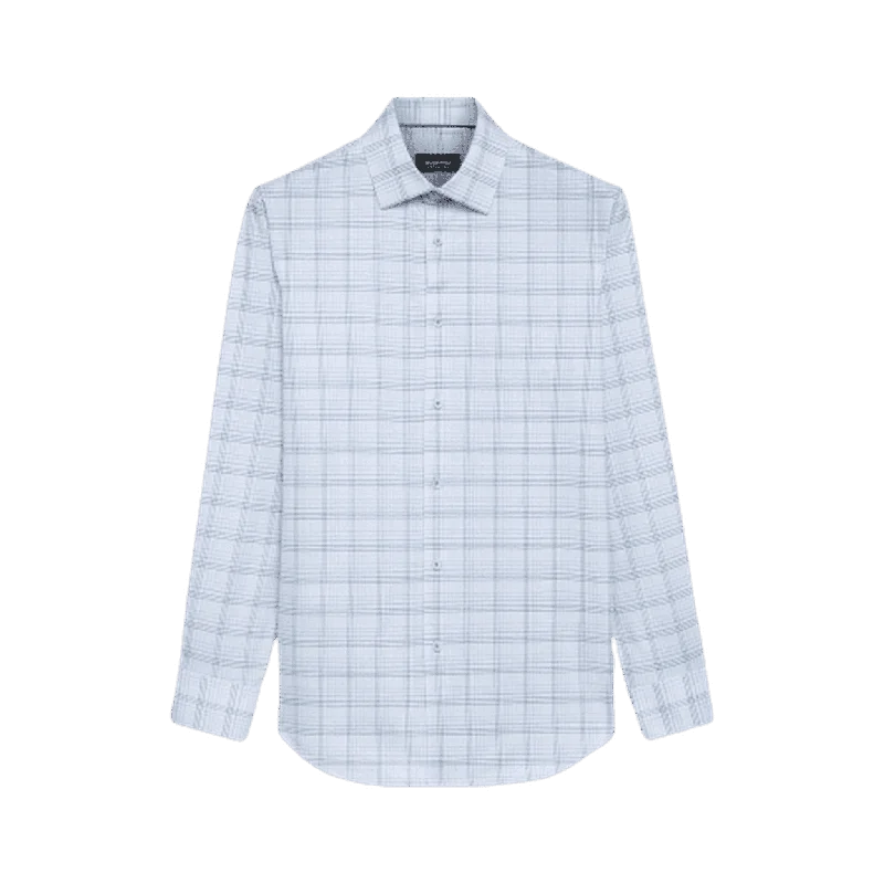 BUGATCHI: James Plaid Check OoohCotton® Shirt- White