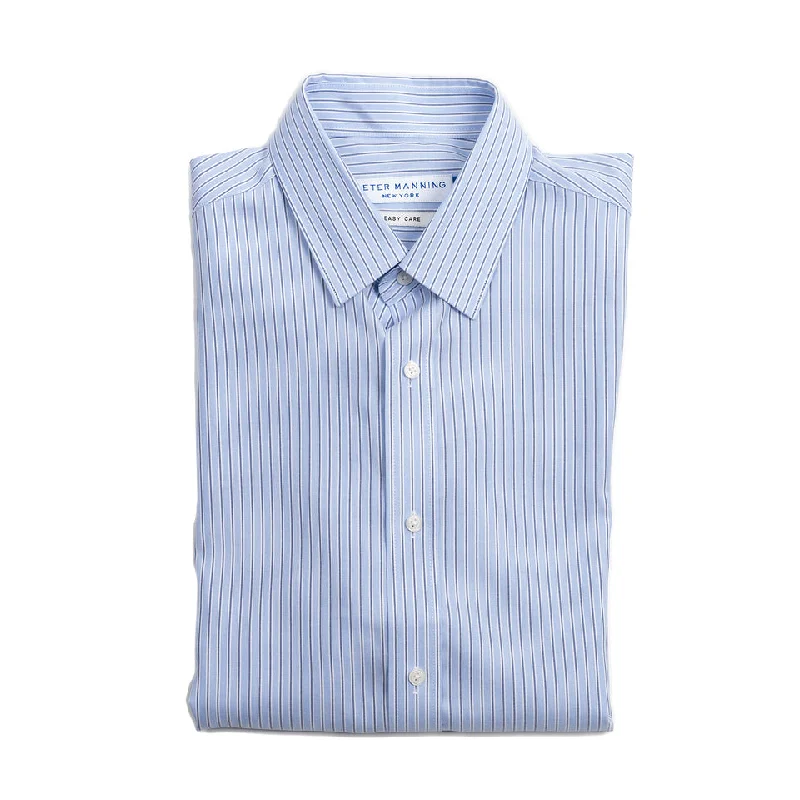 Get stylish outfits for every occasion – Shop now and save!  Easy Care Dress Shirt Standard Fit - Navy Blue White Stripe