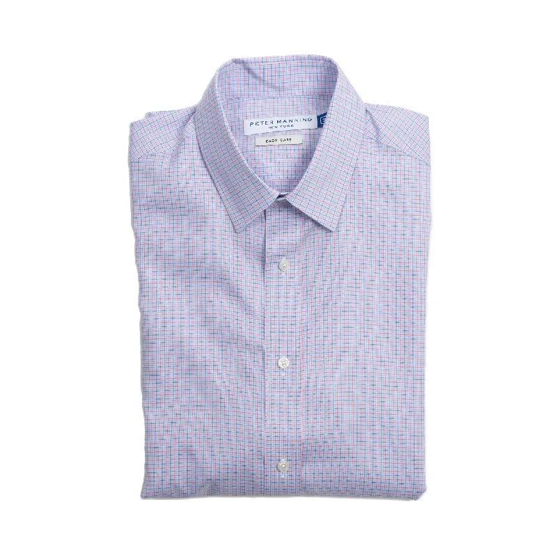 Easy Care Dress Shirt Standard Fit - Navy Red Tattersall