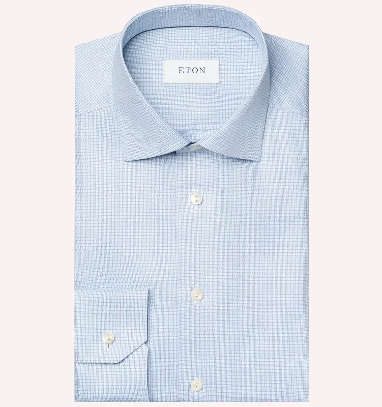 Exclusive online offer: Save 30% on all men's clothing.  Eton Micro Check Dress Shirt in Light Blue