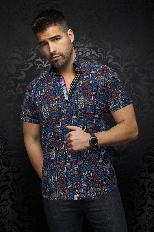 Time to upgrade your wardrobe – shop men’s fashion on sale.  AU NOIR | Short Sleeve Shirt | Finlay Black Multi