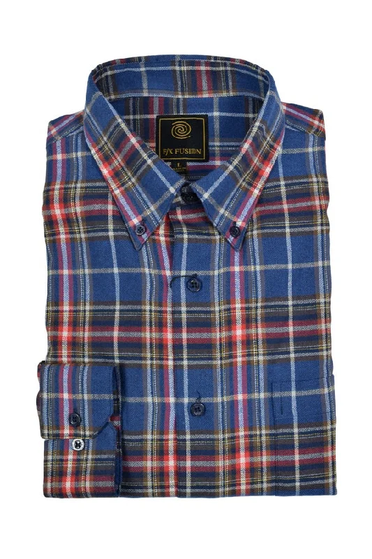 Buy more, save more –  FX Fusion Red Blue Multi Plaid Button Down Flannel Shirt