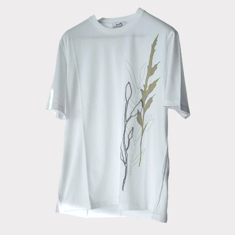 Don’t miss out on men’s fashion sales – shop today and save big!  Hermes Men's "Herbier 3D" T-shirt, White, Size Medium