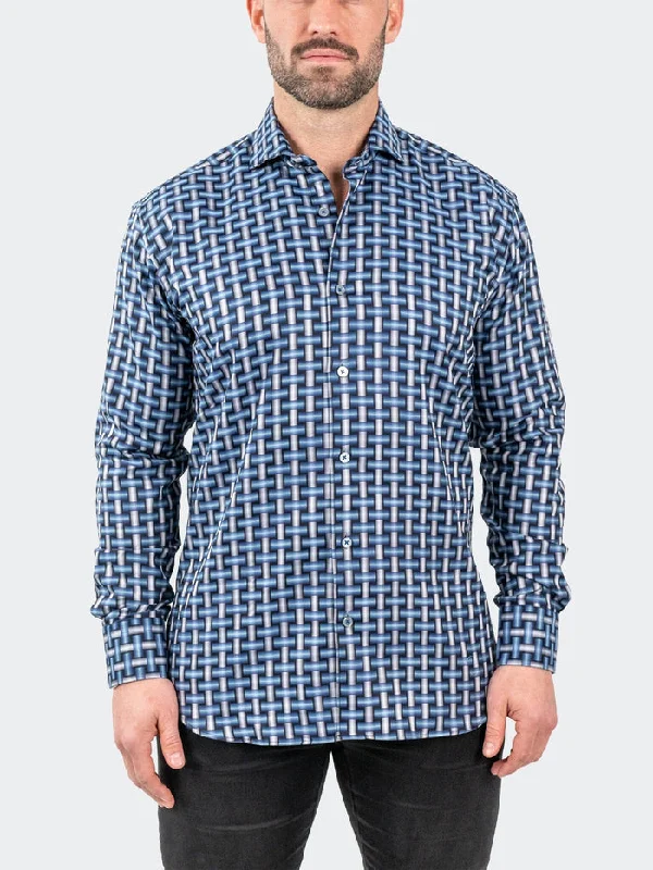 Maceoo Stretch Shirt | Einstein JacqDigiWeave Blue