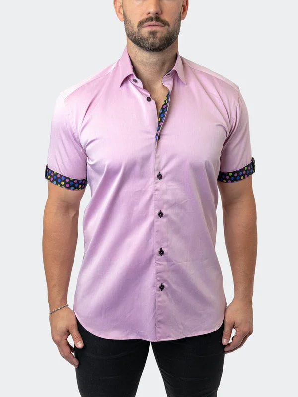 Flash sale: Save big on men's clothing this weekend!  Maceoo Stretch Short Sleeve Shirt | Galileo Fleur Rose Pink