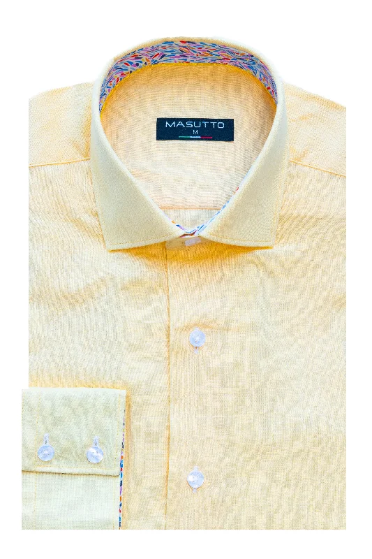 Masutto Shirt | LIN-08 LONG SLEEVE BUTTON DOWN SHIRT