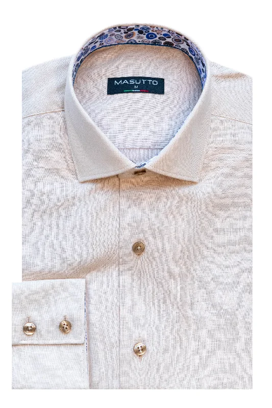 Masutto Shirt | LIN-49 LONG SLEEVE BUTTON DOWN SHIRT