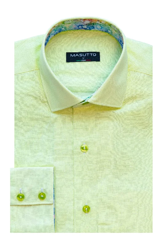 Masutto Shirt | LIN-57 LONG SLEEVE BUTTON DOWN SHIRT