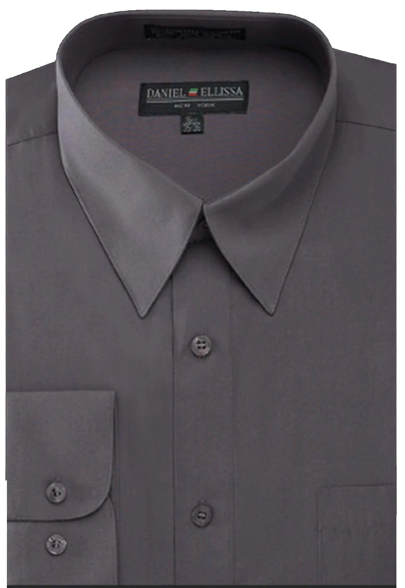 Regular Fit Point Collar Dress Shirt, Charcoal