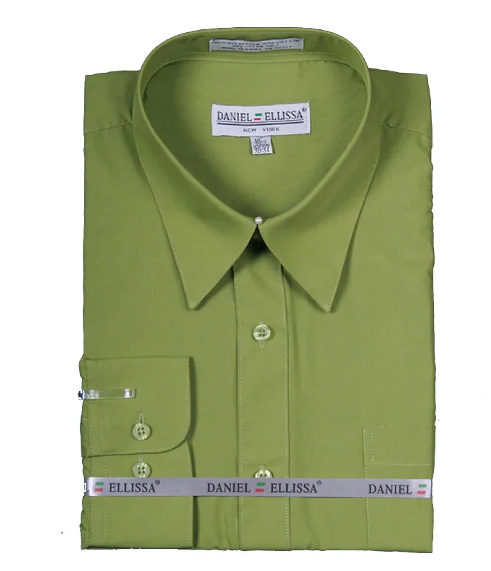 Shop the latest men's clothing trends at a fraction of the price.  Men's Basic Dress Shirt  with Convertible Cuff -Dark Lime