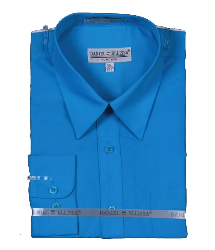 Shop affordable clothing for all occasions –  Men's Basic Dress Shirt  with Convertible Cuff -Turquoise