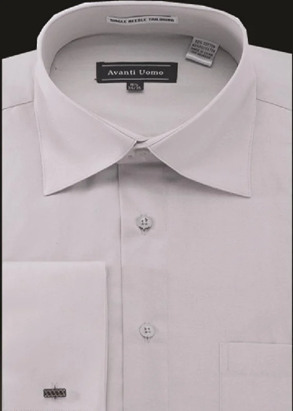 Shop men’s and women’s fashion at unbeatable prices today!  Men's French Cuff Dress Shirt Spread Collar- Silver Gray