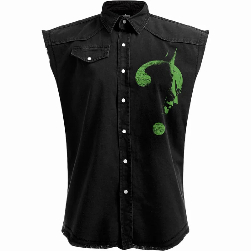 Riddler - Glow In The Dark Logo - Sleeveless Stone Washed Worker Black