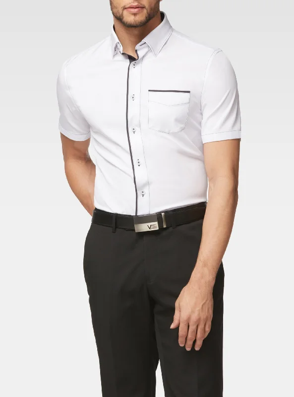 Shop affordable and stylish clothing – Limited-time discounts.  White Stretch Short Sleeve Shirt
