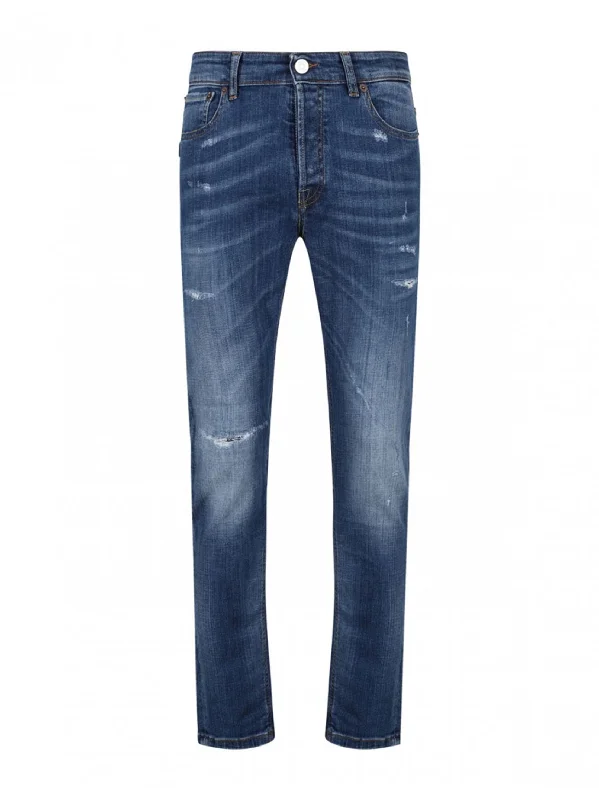 Men's Ripped Washed Jeans,Blue