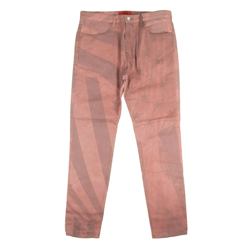 424 ON FAIRFAX Pink American Flag Denim Jeans