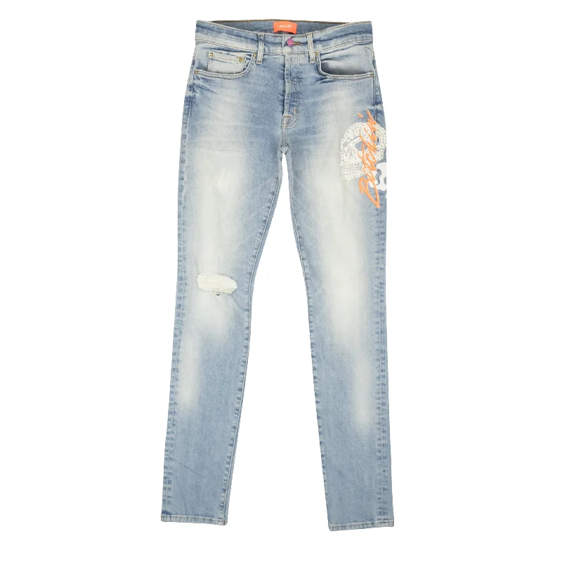 BOSSI Blue Cotton Embroidered Logo Slim-Fit Jeans