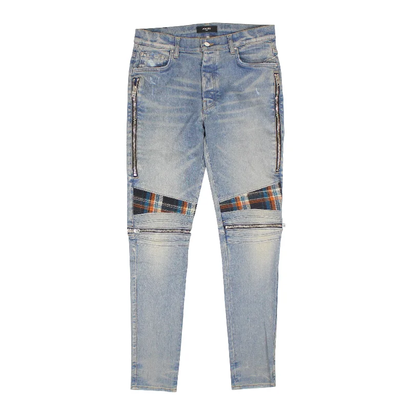 Amiri MX2 PLAID Clay Indigo&Orange Straight-Fit Jeans