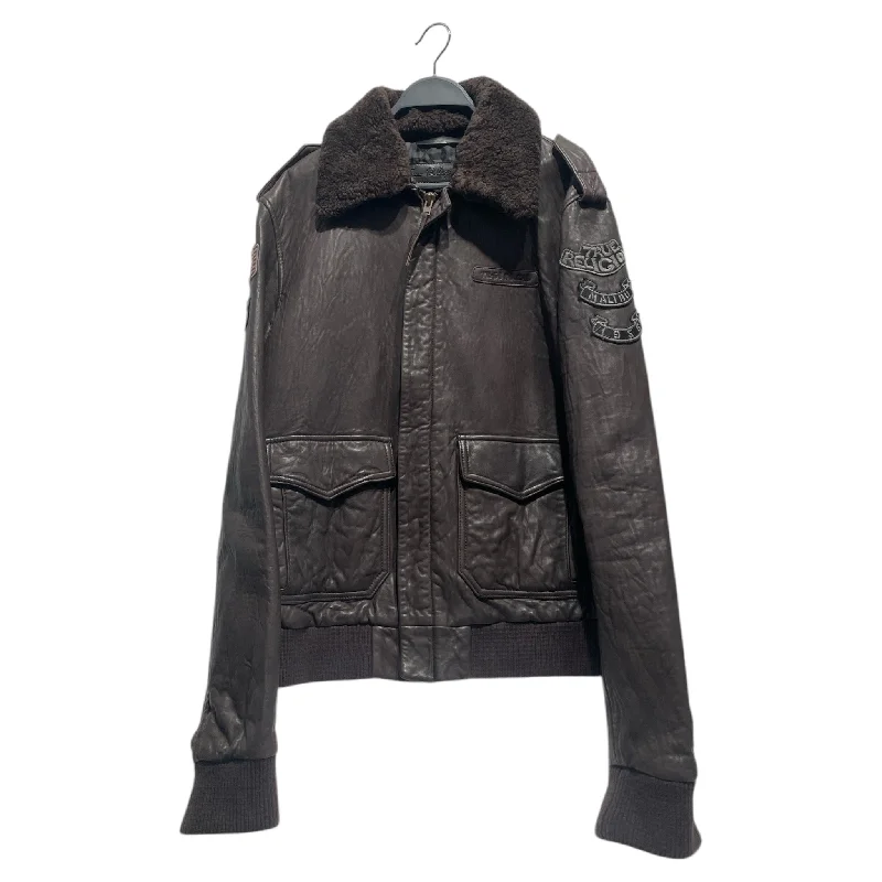 TRUE RELIGION/Leather Jkt/Leather/BRW/Graphic/True Religion Back Graphic