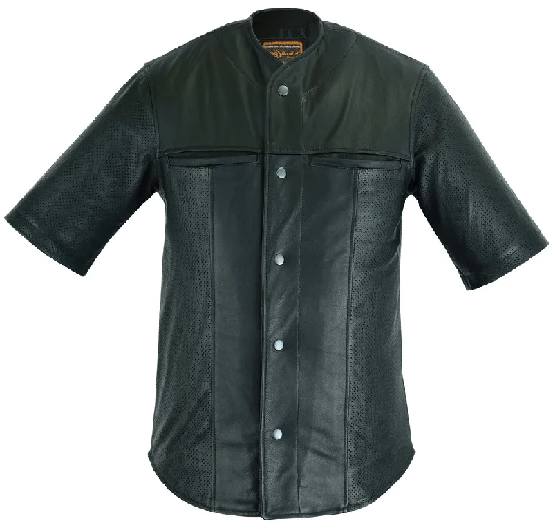 DS775 Leather Baseball Motorcycle Shirt