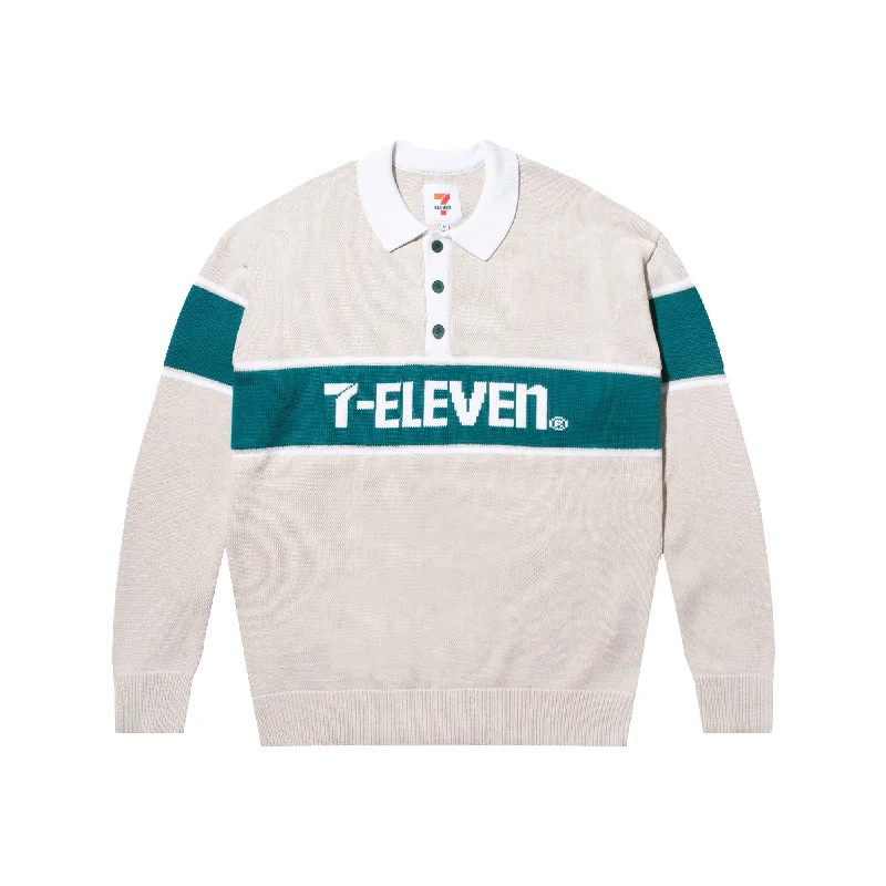 7-Eleven® Knitted Long Sleeve Polo