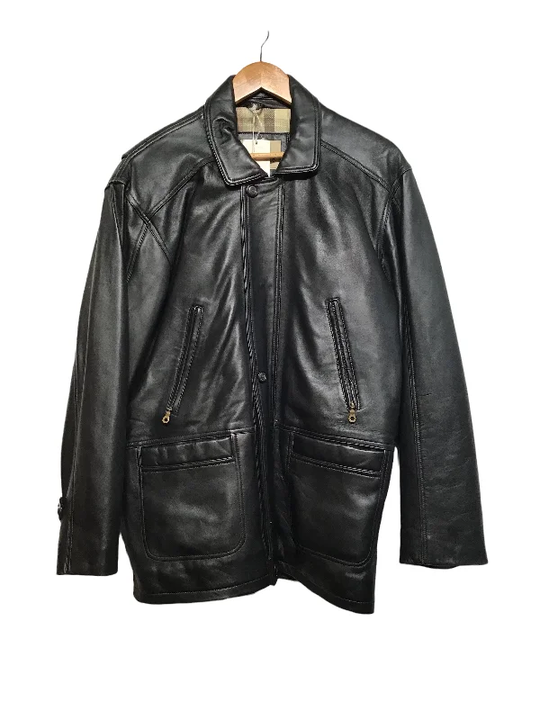 Black Leather Coat (Size M)