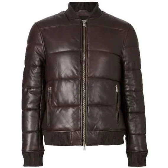 BOWEN LEATHER PUFFER BOMBER JACKET